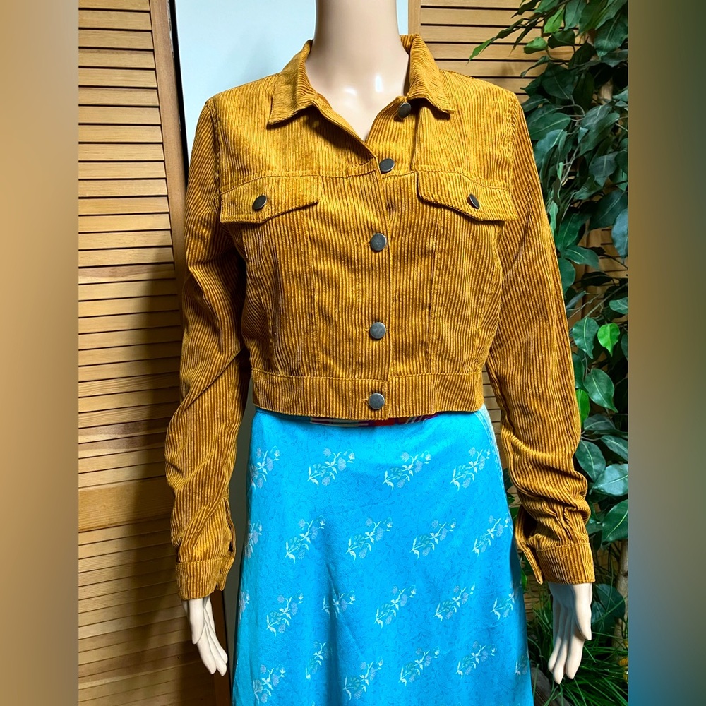 Beceel Mustard Corduroy Cropped Jacket